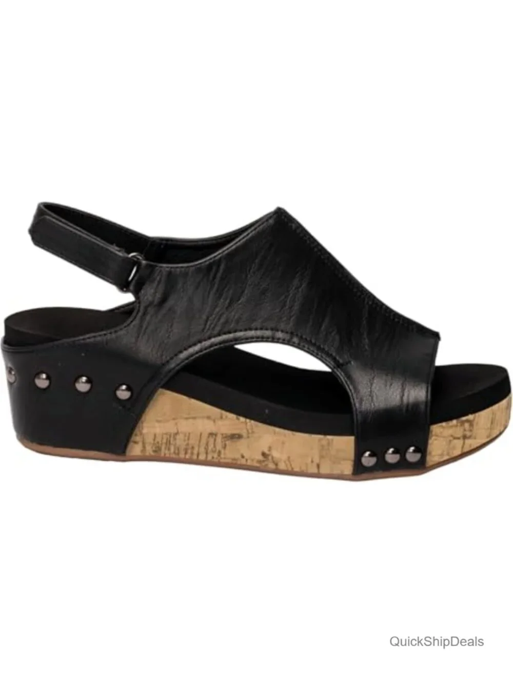 Women's Wedge Sandals with Cork Bottom, Adjustable Ankle Strap, 2-Inch Heel